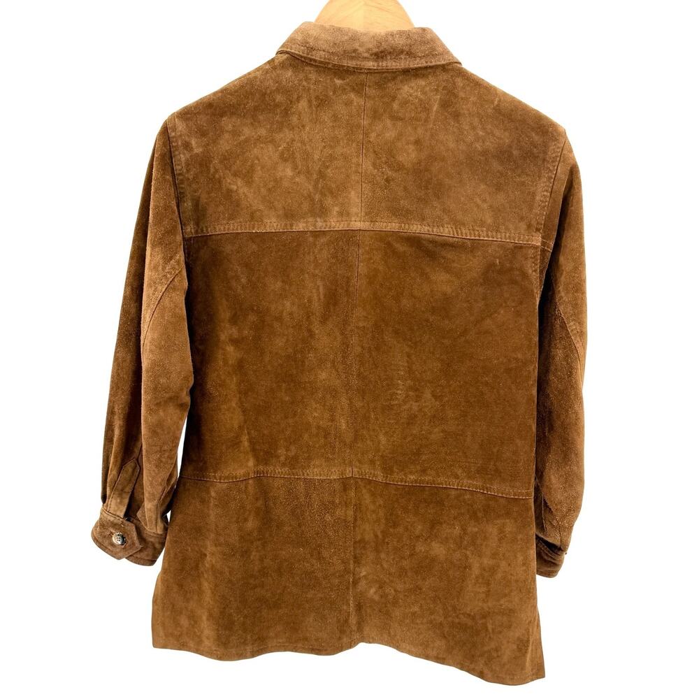 Vintage 90s Mario Hernandez Brown Genuine Suede Shirt Jacket - Picture 4 of 7